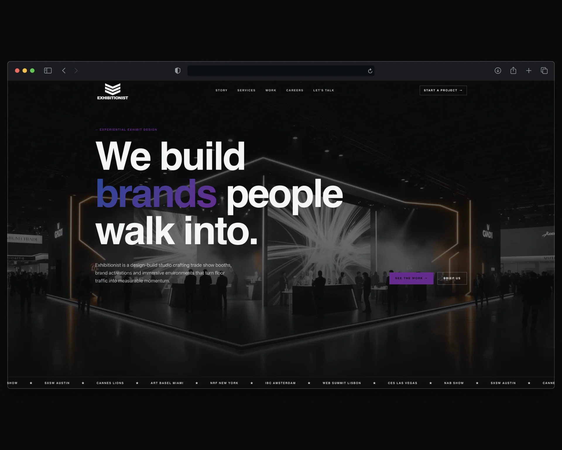 Exhibitionist website screenshot